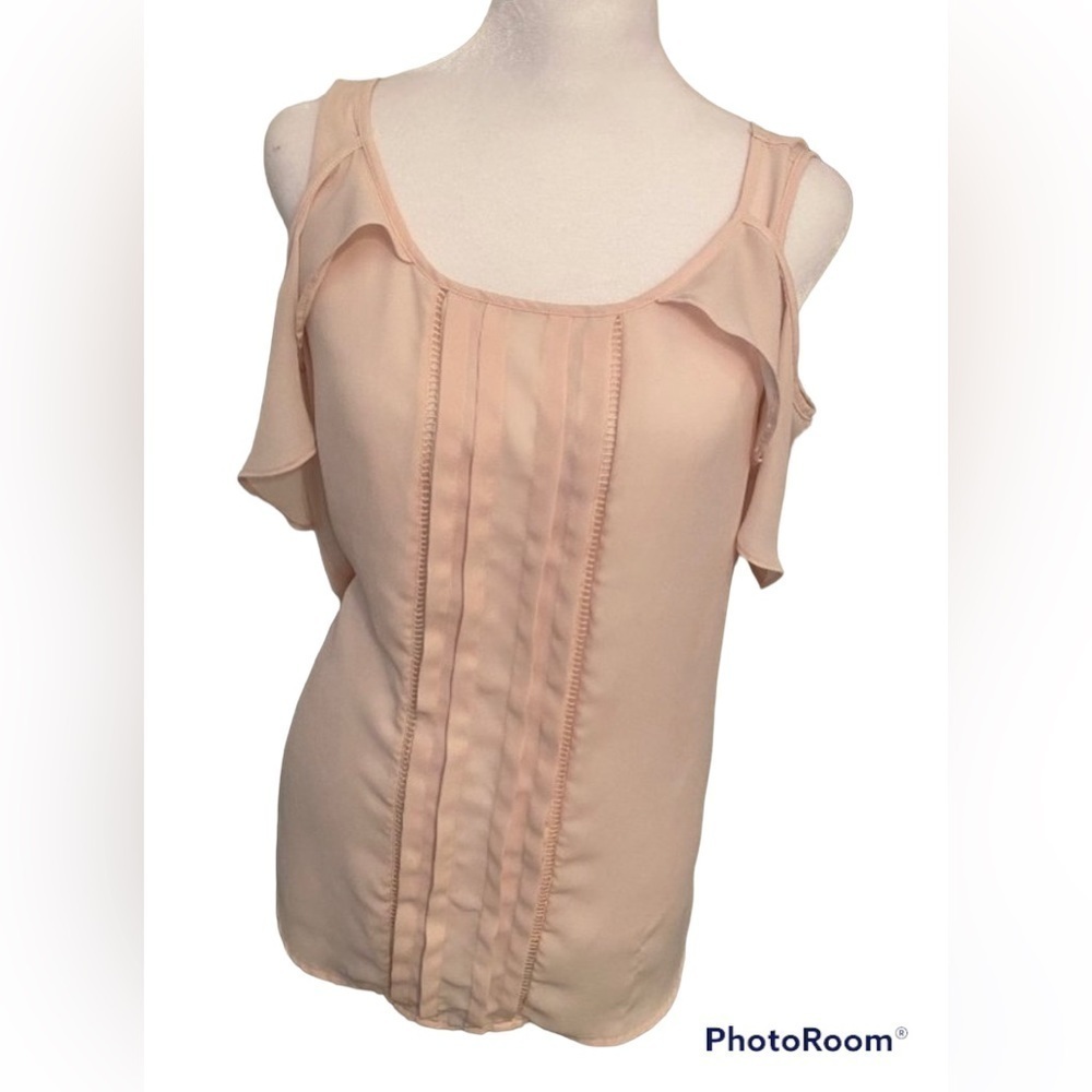 Zac & Rachel Light Pink Cold Shoulder Semi Sheer Shirt Size s